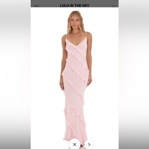 Lucy in the sky ruffle Maxi Dress in Pink